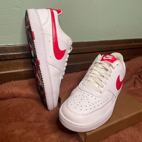 (Size 7) Nike Court Vision Low Print Red Sneakers - Picture 2 of 7